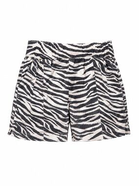 NUDNIK Zebra-Print Elastic Waist Kid’s Shorts - Black & White with Pockets Sz 4y